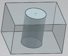 3.4 Formelemente NX zeigt eine Vorschau im Grafikbereich an. Die Bohrungsrichtung ist zunächst senkrecht zur Platzierungsfläche des Mittelpunktes.