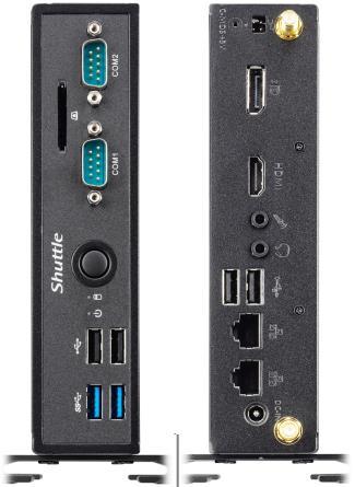 2x 16 GB DDR3L-1600 Vorderseite Rückseite Laufwerks- Schacht Cardreader 4x USB 2.0 2x COM HDMI + DisplayPort 2x Audio 2x USB 3.0 2x Gigabit LAN (Intel) 1x 2,5 (6,35cm) max.