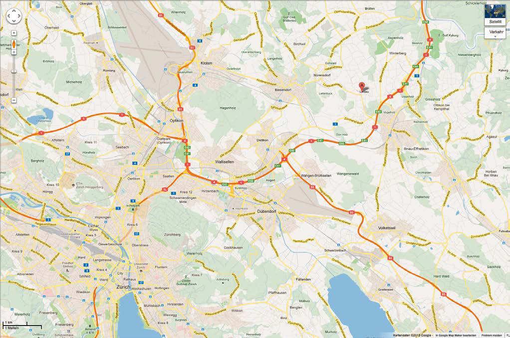 p Anfahrtsplan zu Planet GDZ AG W N O p Richtung Bülach Richtung Winterthur/St.