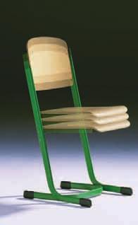 Stahlstuhl mit geschlossenem Sitzträger und Sitz- und Rückenfläche aus hochfestem Spezialwerkstoff.