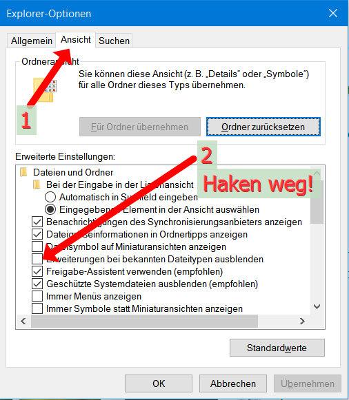 Klick unten links auf das Windows-Symbol, dann Systemsteuerung, dort den Ordner für Explorer-Optionen