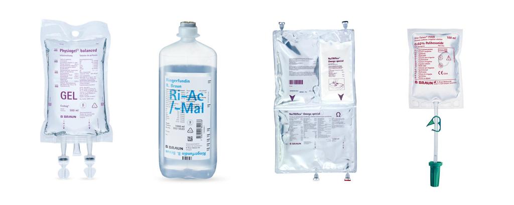 Produktübersicht Standardinfusionen und Volumenersatzlösungen in Weichbeuteln (Ecobag ) Halbstarre Container