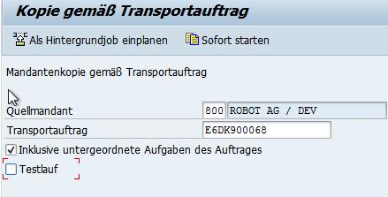 SAP Systeme im STMS anlegen -> 1 Systemlandschaft -> Transportauftrag kopieren -> T- Code: SCC1 Nach Anlegen