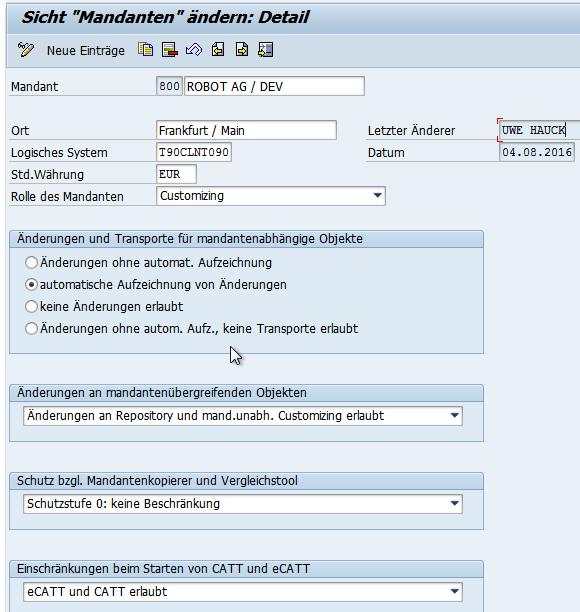 Änderbarkeitsregeln für Mandanten -> SCC4 F4