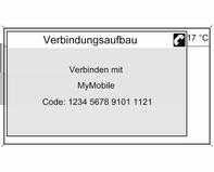 Den angezeigten SAP-Passcode am Mobiltelefon eingeben (ohne Leerzeichen). Im Infotainment-Display wird der PIN-Code des Mobiltelefons angezeigt.