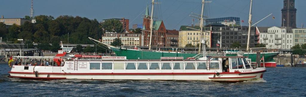 Auf dem freien Achterdeck können ca. 35 Personen den Blick auf die Elbe genießen.