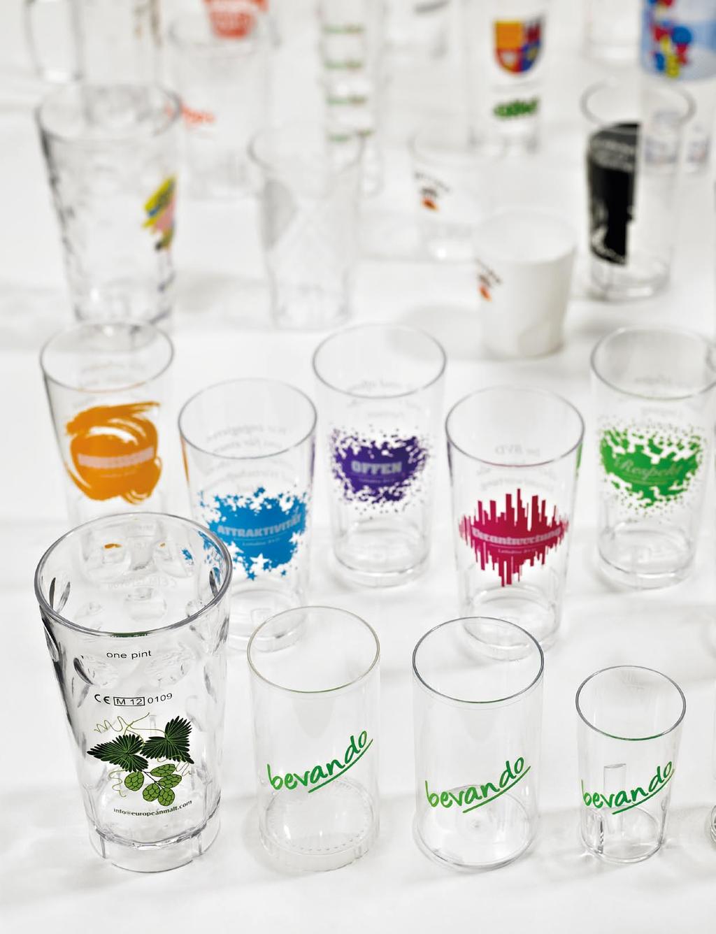 Polypropylen-Gläser Glasklar bruchsicher wiederverwendbar Alle von atka produzierten Mehrweg-Gläser können auch in Polypropylen gefertigt und geliefert werden.