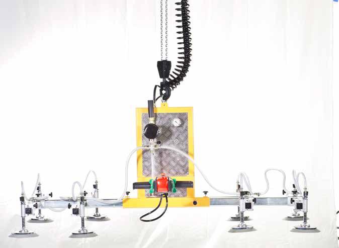 H Vakuumheber mit integriertem Elektrokettenzug Manuell geführtes Handlinggerät für den Transport von Materialien aus Holz, Glas, Metall, Kunststoff oder Stein.