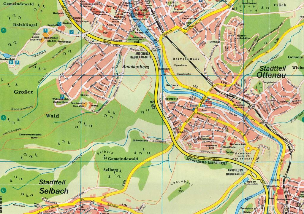 Übersichtskarte Gaggenau: D-Pokal Schach Bildung & Beratung D-Pokal Fußball Traischbachstadion Abendveranstaltung D-Pokal Tischtennis Scheuringhalle Anfahrtsweg zur Abendveranstaltung: Von der