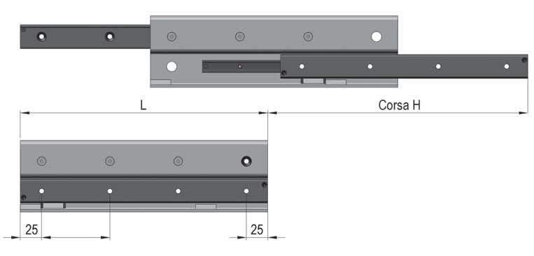 TLS Kugelkäfigteleskopschienen TLS28 einseitiger uszug N Y Montagebohrung * Lochabstand 80 * In dem Zwischenelement sind entsprechende Montagebohrungen, um die Schiene zu befestigen.