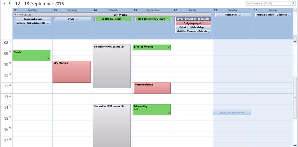 So kann man mit einem Kalender planen Wichtige Termine (für andere) Erinnerungen/Termine, jährlich Abgesagte Termine