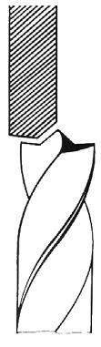 Blechbohrer (mit Zentrumspitze) Schleifscheibe: Korund, die rechte Kante der Schleifscheibe wird mit ca. 45 abgezogen.