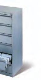 Langlebige Stahlkonstruktion Günstige Lösung der klassischen Büroaufgaben in drei Breiten und drei Höhen Für Hängehefter oder Karteikarten Serienmäßig mit Kunststoffgleitern (Fußbodenschutz) Jede