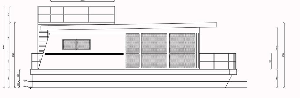 2. Hausboot- Baubeschreibung fahrbares Hausboot mit 40 PS Außenborder Das als CE- Kategorie C zertifizierte Sportboot floating 30 ist ein Motorkatamaran und kann mit einem benzinbetriebenen 40 PS