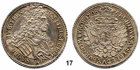 6 Römisch Deutsches Reich Josef I. 1705 1711 17 Taler 1708, Wien. 28,63 g. Her. 122. Voglh. 251/2. Dav. 1013.