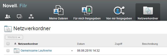 Novell FILR Doku Seite 3 GEMEINSAME LAUFWERKE (LAUFWERK M:) Um auf Ihre gemeinsamen