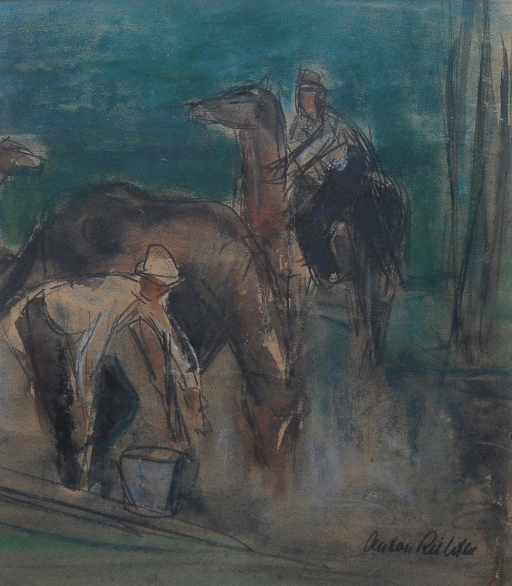 26. Zwei Reiter mit Pferden Pastell a./papier, 34,5 x 32 cm. Rechts unten signiert.