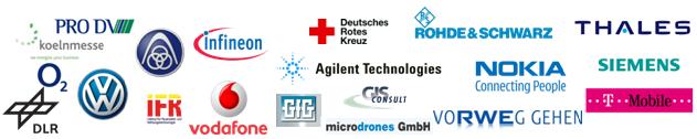 on, Thyssen-Krupp, Hella, Goodrich, Siemens, Busch-Jaeger, Infineon, microdrones, National Audi, BMW, Bosch,