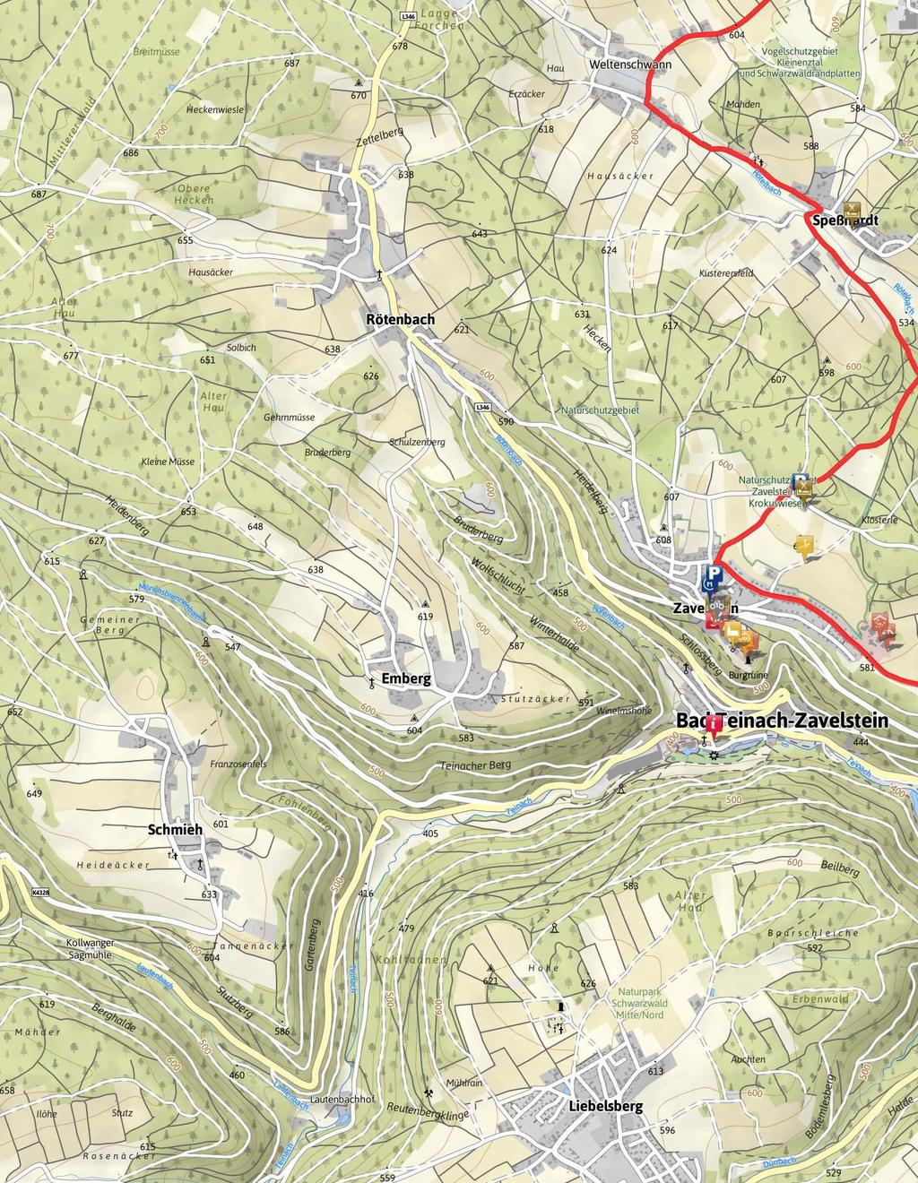 26.7 km 1:15 h 496 m 496 m SCHWIERIGKEIT leicht Kartengrundlagen: outdooractive Kartografie; Deutschland: Geoinformationen Vermessungsverwaltungen der Bundesländer und BKG (www.bkg.bund.