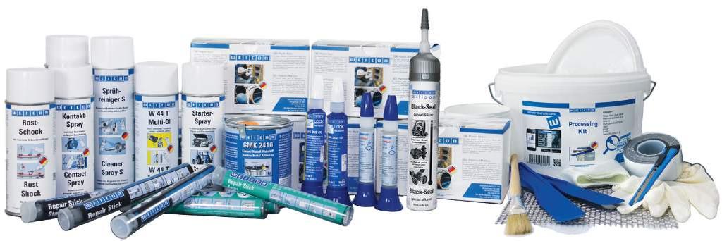 WEICON Emergency Repair Kits bestehen aus zahlreichen Produkten, die in den unterschiedlichsten Fällen zum Einsatz kommen können.