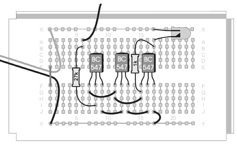 8 12. Tag Personendetektor 12. Tag Bauteil: NPN-Transistor BC547B Mit dem dritten Transistor wird die Verstärkung noch einmal kräftig erhöht.