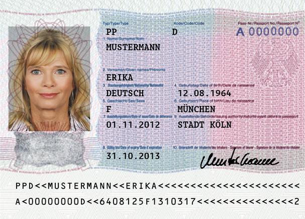 Dieser vorläufige Personalausweis ist seit Januar 2004 im Umlauf. Das Passfoto ist auf die Seite gedruckt.