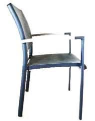 - MARINA chaise avec accoudoirs Aluminium, argent thermolaqué, textilène: noir, empilable, poids: 3.