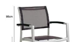 3 kg MARINA II chaise sans accoudoirs Aluminium, anthracite thermolaqué, textilène: argent, empilable, poids: 3.
