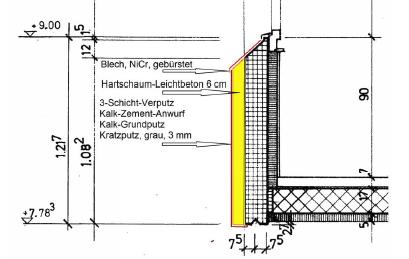 Fassaden mit HSLB AWD: Hart-Schaum-Leicht-Beton 6 cm 3-Schicht Verputz