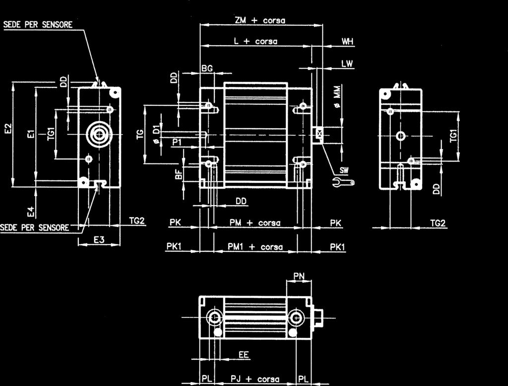 Doppelwirkender Zylinder 18 mm Doppelwirkender Zylinder 18 mm SITZE FÜR SENSOR SITZE