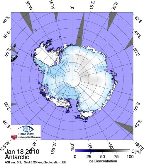 de Weddellmeer Südpol + Rossmeer 60 S Antarktis -