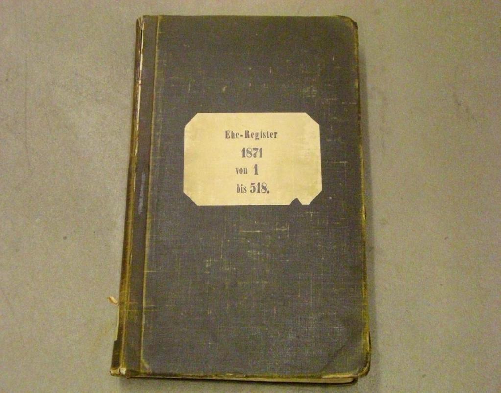 Zivilstandsregister Informationsgehalt für Genealogen Heirat: Namen, Geburtsdatum & -ort der Brautleute Beruf, Familienstand, Staatsangehörigkeit, Wohnung Ort und Datum der