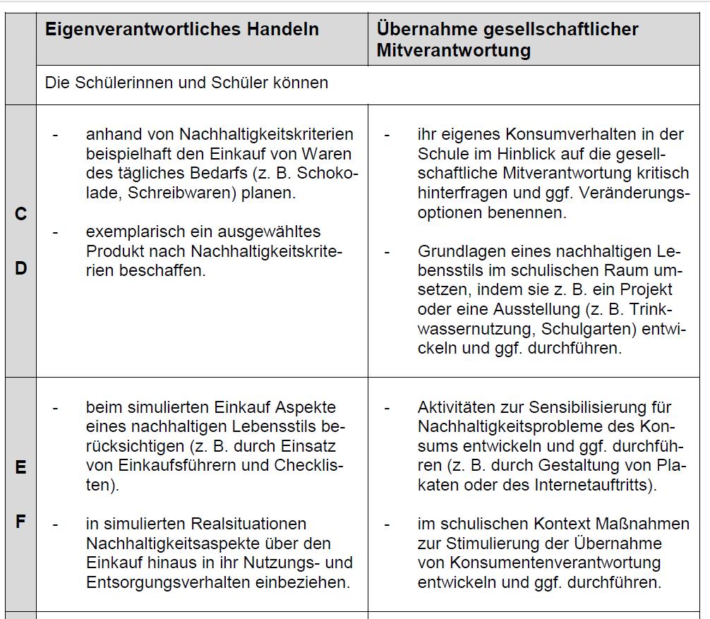 Verbraucherbildungsstandards: Das Beispiel