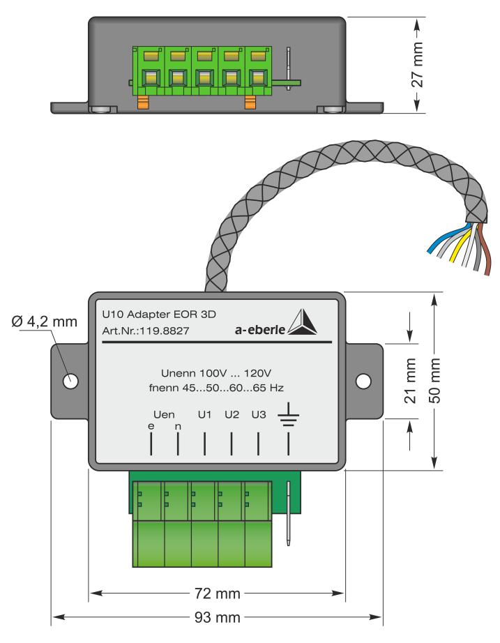 4.18.2 Maße Adapter für Spannungsmessung Merkmal U10 Bild 15: Maße Adapter für