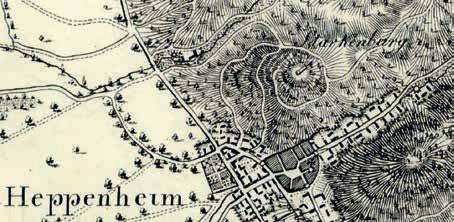 40 Begünstigt durch den großen Maßstab von 1:57.600 kann in dieser Karte der Schlossberg im Grundriss und damit flächenhaft dargestellt werden.