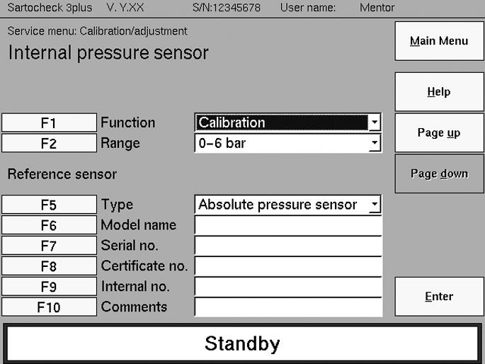 In the event that you have a relative pressure sensor as reference, enter the data in the list on the next page.