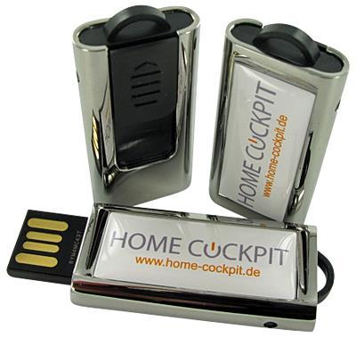 DE-SLIDER USB Stick Korpusfarbe: Chrom / Schwarz, Stabile und