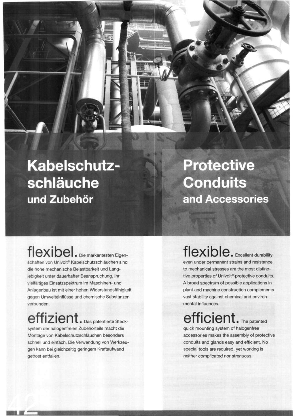 ': ' "Ju ffj Kabelschutzschlauche und Zubehor i; Hi ~55^H К вик\ чь ЧВ ^V^^k ^И protective and Accessories flexibel.