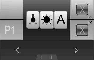 Wählen Sie mit dem Joystick links/rechts oder der Menu-Auswahltaste (10) bis die gewünschte Helligkeitsfunktion in der Displaymitte erscheint.