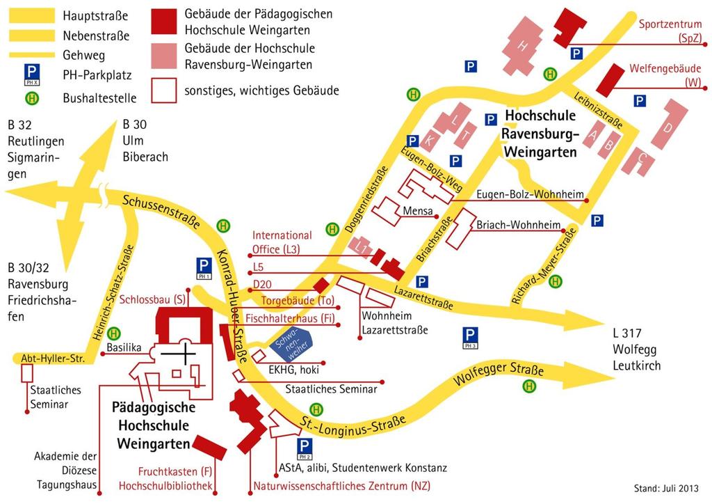 Lageplan der Gebäude auf dem Martinsberg Die