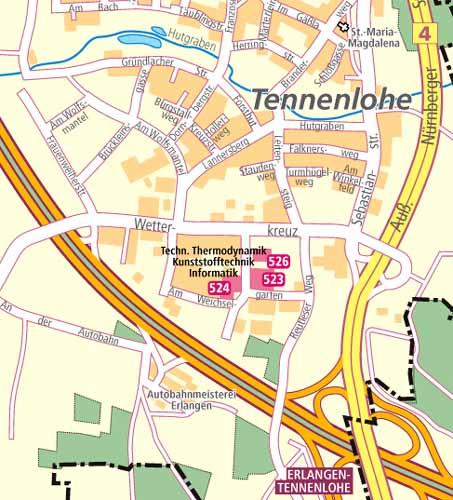 Ortsplan mit Busverbindung & Sprechzeiten Sie finden uns in Tennenlohe (4 km südlich von hier) Lehrstuhl für Technische Thermodynamik (LTT) Am Weichselgarten 8 91058 Erlangen - Tennenlohe Tel.