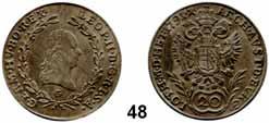 8 Römisch Deutsches Reich Leopold II. 1790 1792 48 20 Kreuzer 1791 G, Nagybánya.