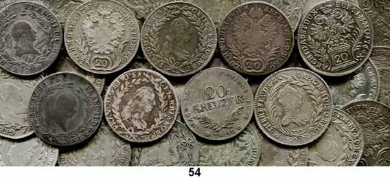 Römisch Deutsches Reich 9 LOTS LOTS LOTS 54 LOT von 43 Stück. 20 Kreuzer von Maria Theresia (16), Franz I.