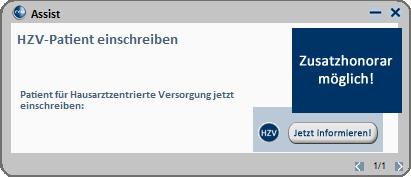 Klicken Sie in diesem Dialog auf Jetzt informieren damit Sie die Einschreibung des Patienten beantragen können.