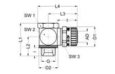 Verschraubungen Verschraubungen mit hohen Anforderungen an die Haltekraft 31 Schwenkanschluss, einfach - Whitworth-Rohrgewinde - gekammerter O-Ring - Dichtungen FPM - Werkstoff Edelstahl 1.