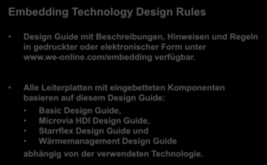 Design Rules Embedding Technology Design Rules Design Guide mit Beschreibungen, Hinweisen und Regeln in