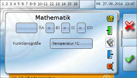 Parameter Ansicht Display: Mathematikfunktion Funktionsgröße Auswahl der gewünschten Funktionsgröße.