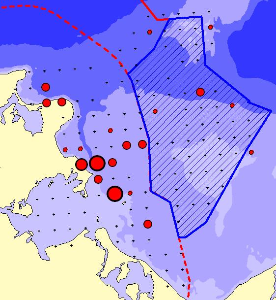 Abb. 37. Verteilung von Trauerenten Melanitta nigra in der Pommerschen Bucht im Januar 2009 basierend einer fluggestützten Erfassungen vom 27.01.2009. a b Abb. 38.
