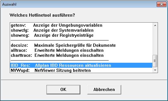 46 Index Allplan 2014 IBD Konfigurieren (über Allmenu) Wichtig: Allplan muss einmal gestartet werden, bevor Sie in Allmenu das Hotlinetool IBD_Res: Allplan IBD Ressourcen aktualisieren zur