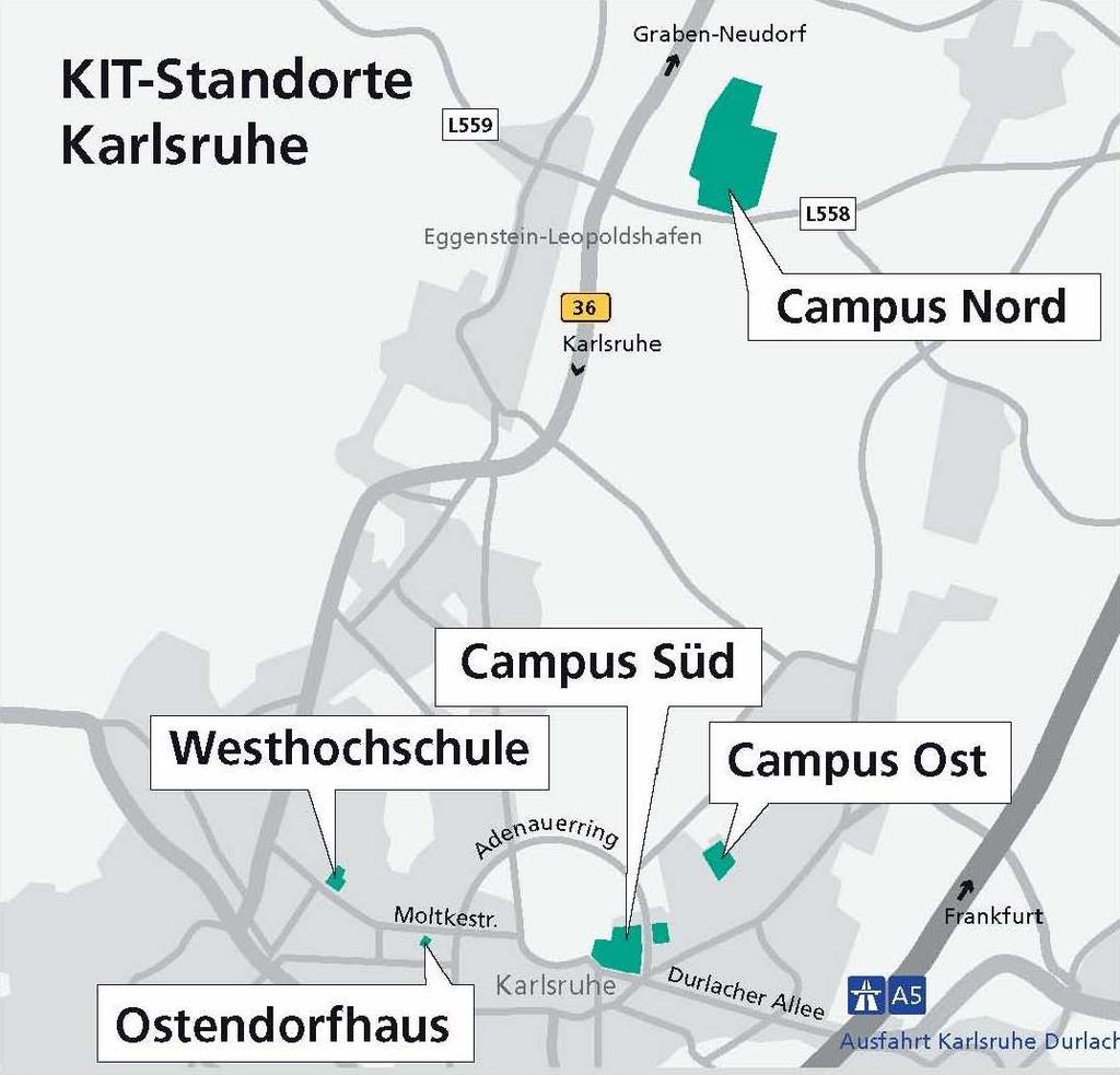 KIT-Standorte Großforschungsbereich Universitätsteil Neuer Campus u. a.